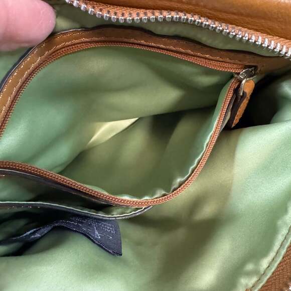 B. Makowsky Camel Brown Studded Leather Crossbody Bag, like new - Picture 10 of 13